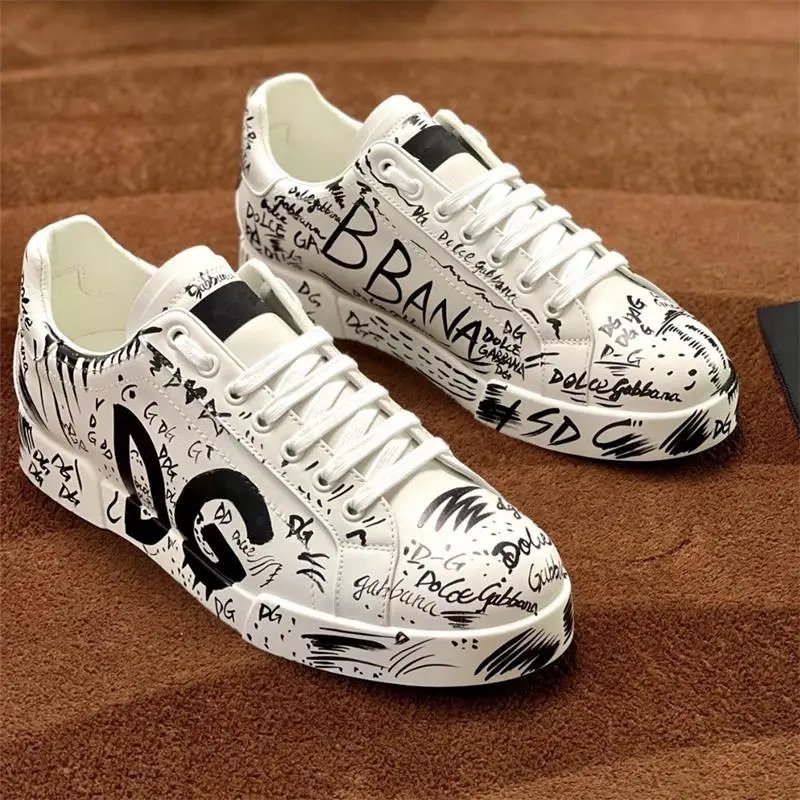 Dolce & Gabbana Love Print Leather Sneakers White - 13
