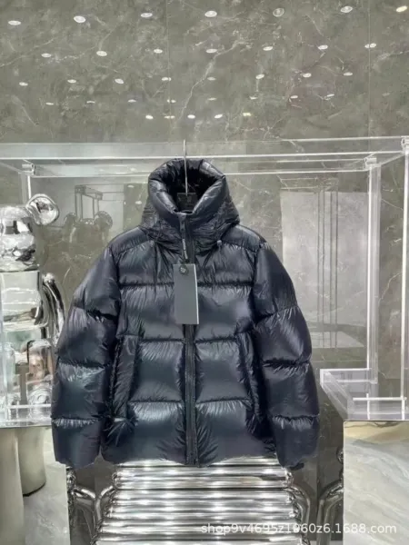 Moncler Down Jacket Black Glossy Puffer Outerwear - 1