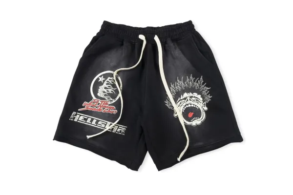 Hellstar 'What Heaven Sounds Like' Graphic Sweatshorts Black Shorts - 1