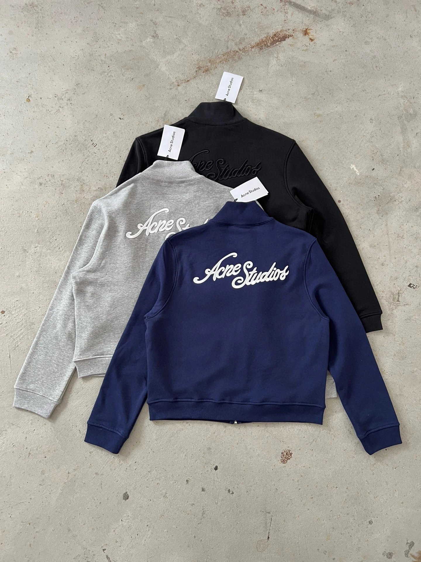 Acne Studios Embroidered Logo Cropped Sweatshirt Navy Hoodie - 11