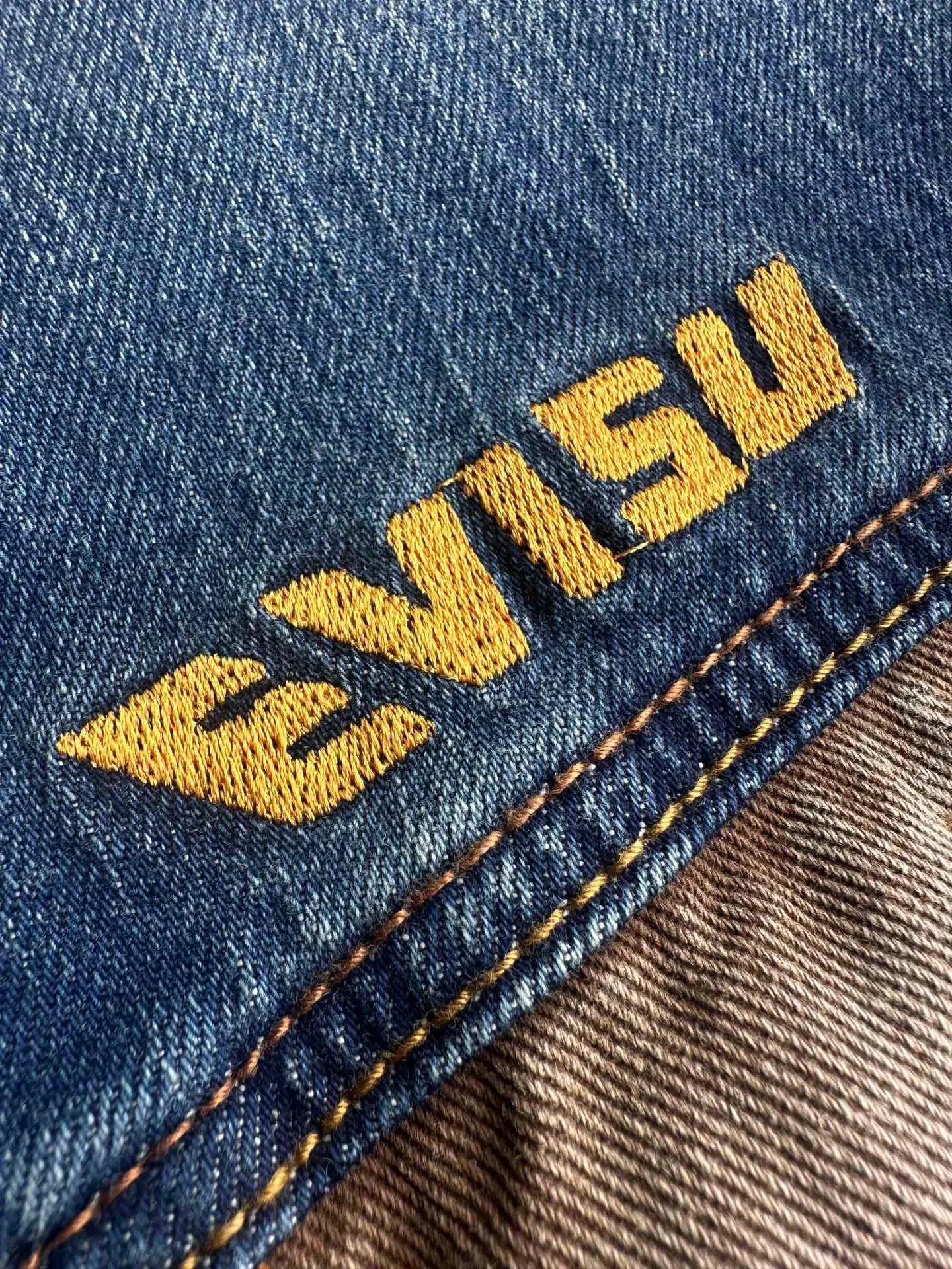 Evisu Denim Jacket with Signature M Logo Patchwork Blue - 14
