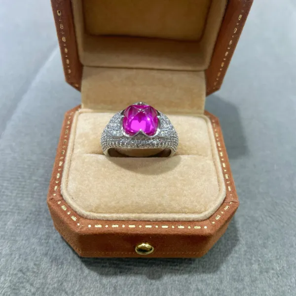 Design Pink Sapphire and Diamond Halo Ring Jewelry - 1