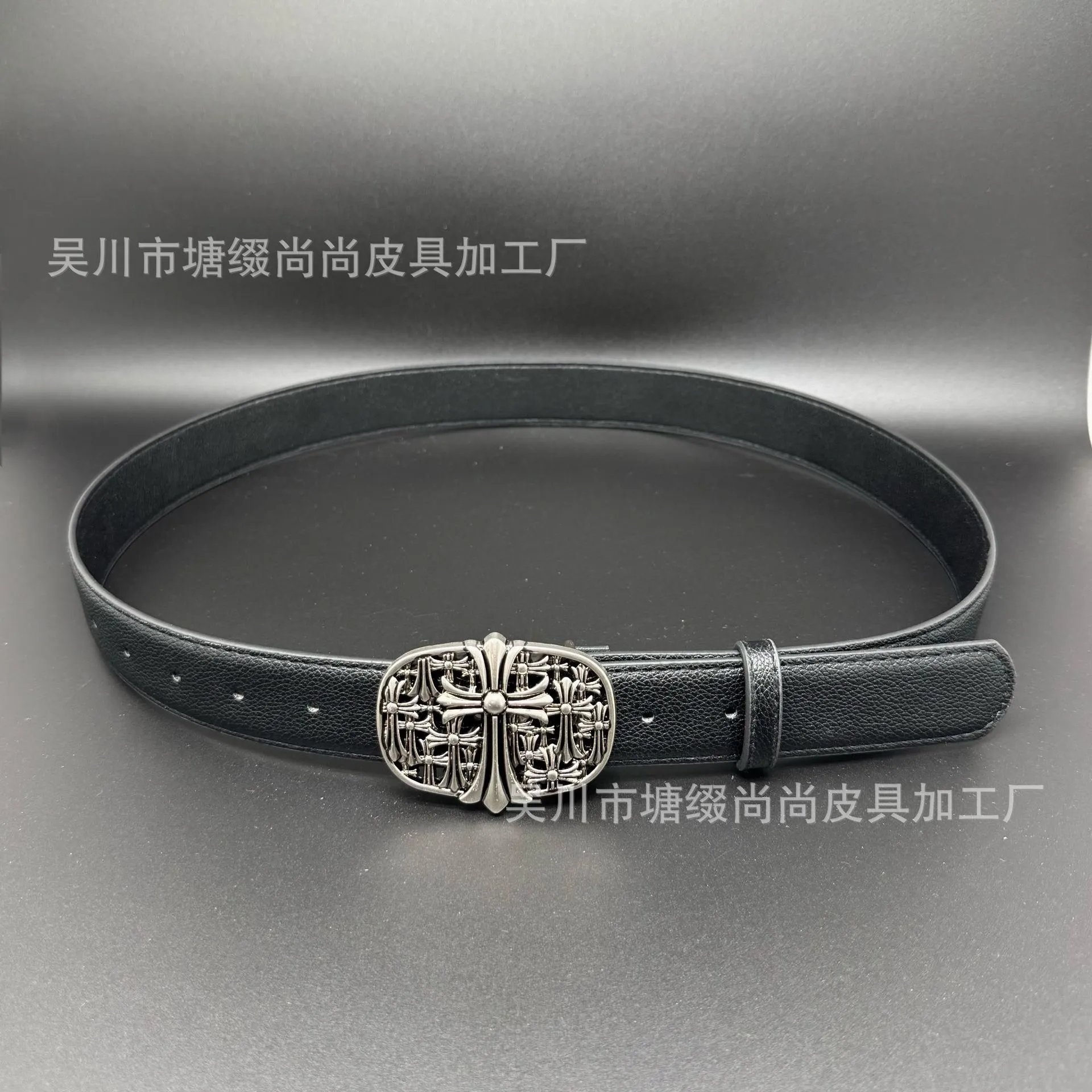 Chrome Hearts Logo Buckle Leather Belt Black - 6