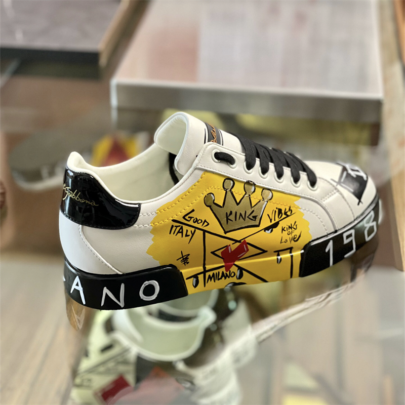 Dolce & Gabbana Love Print Leather Sneakers White - 18