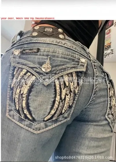 Design Mugler x True Religion Wing Embroidered Denim Jeans - 1