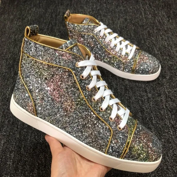 Christian Louboutin Louis Spiky Black Suede High-Top Sneakers - 9