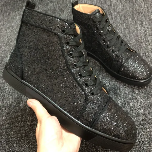 Christian Louboutin Louis Spiky Black Suede High-Top Sneakers - 10