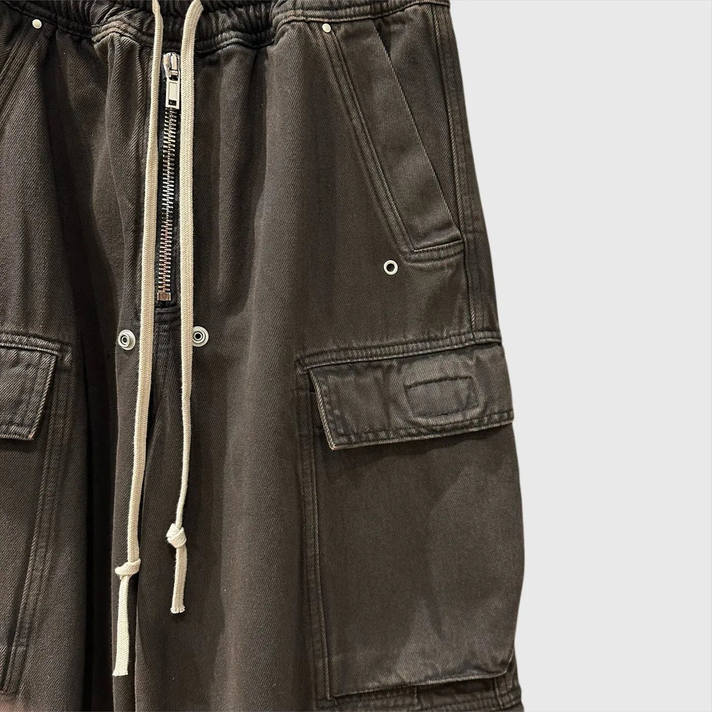 Rick Owens DRKSHDW Cargo Pants Black Burnout Dip-Dye - 10