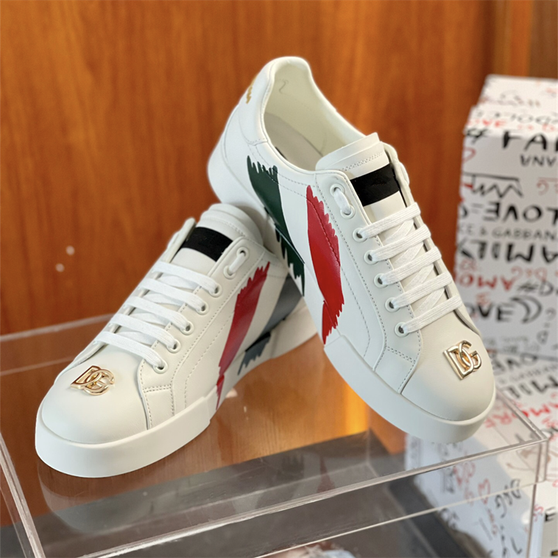 Dolce & Gabbana Love Print Leather Sneakers White - 5