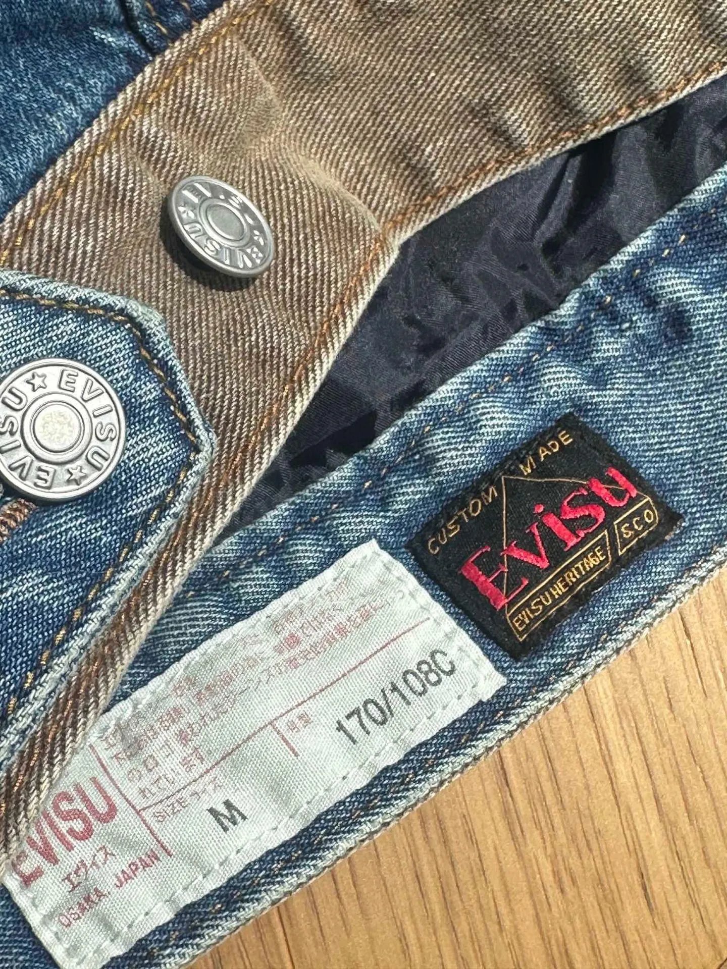 Evisu Denim Jacket with Signature M Logo Patchwork Blue - 8