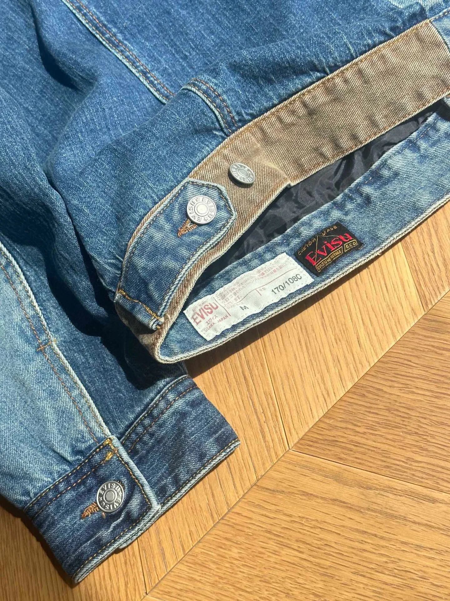 Evisu Denim Jacket with Signature M Logo Patchwork Blue - 13