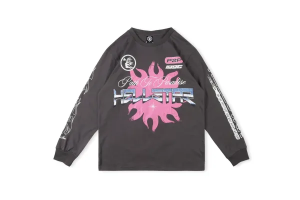 Hellstar Path To Paradise Long Sleeve T-Shirt Charcoal Pink - 1