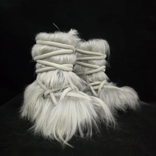 Design Fur Wrap Boots White Ankle Boots - 1
