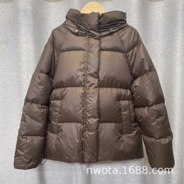 Design Puffer Hooded Down Jacket Brown Outerwear.down Jacket - 1