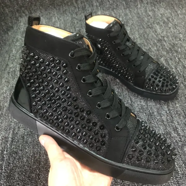 Christian Louboutin Louis Spiky Black Suede High-Top Sneakers - 11