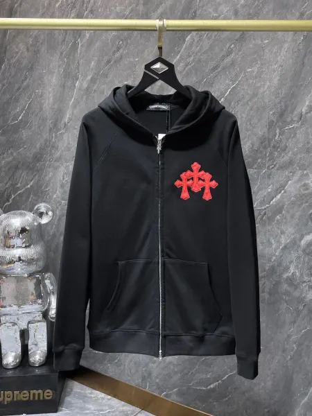 Chrome Hearts Triple Cross Zip-Up Hoodie Black - 1