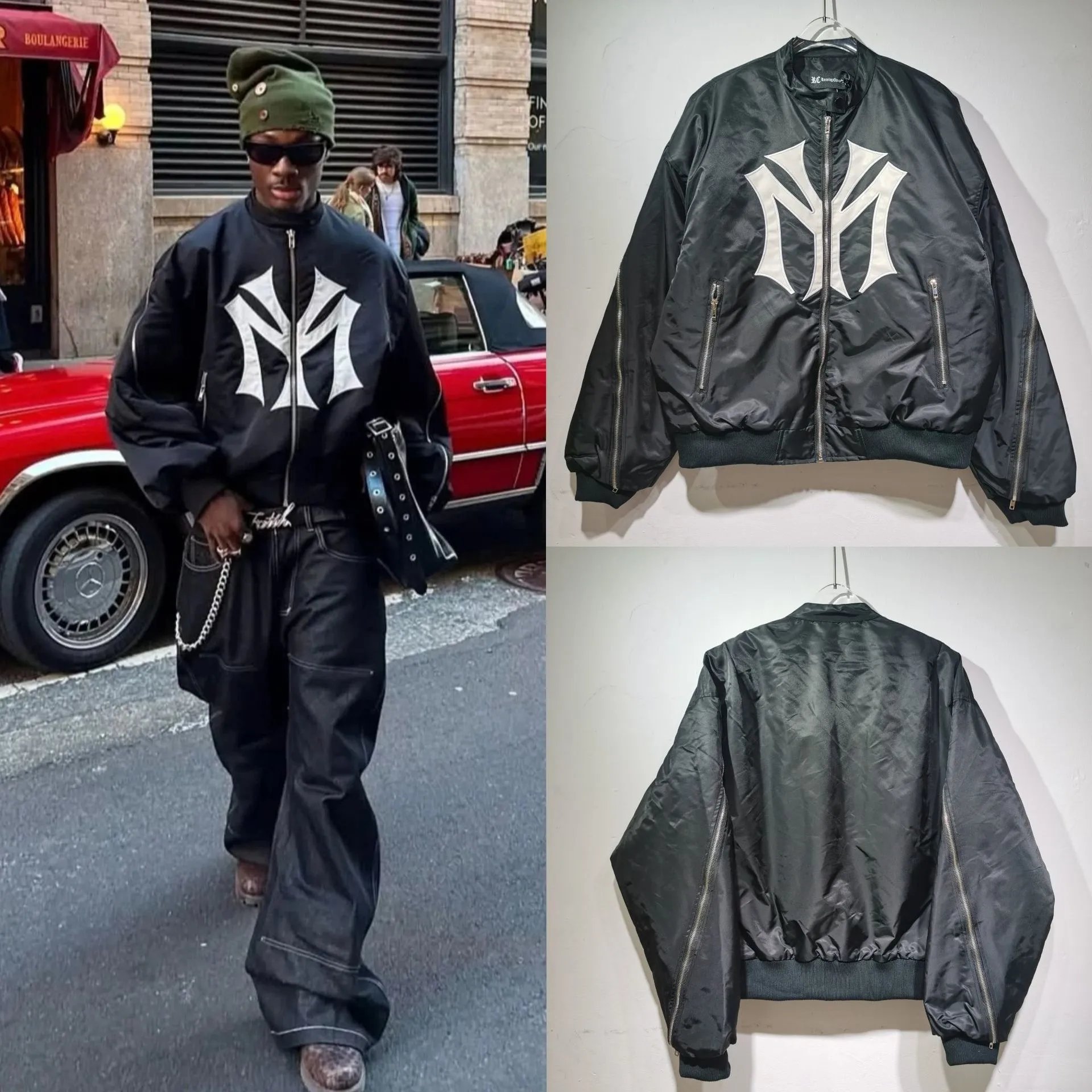 MLB New York Yankees Logo Bomber Jacket Black Outerwear.jacket