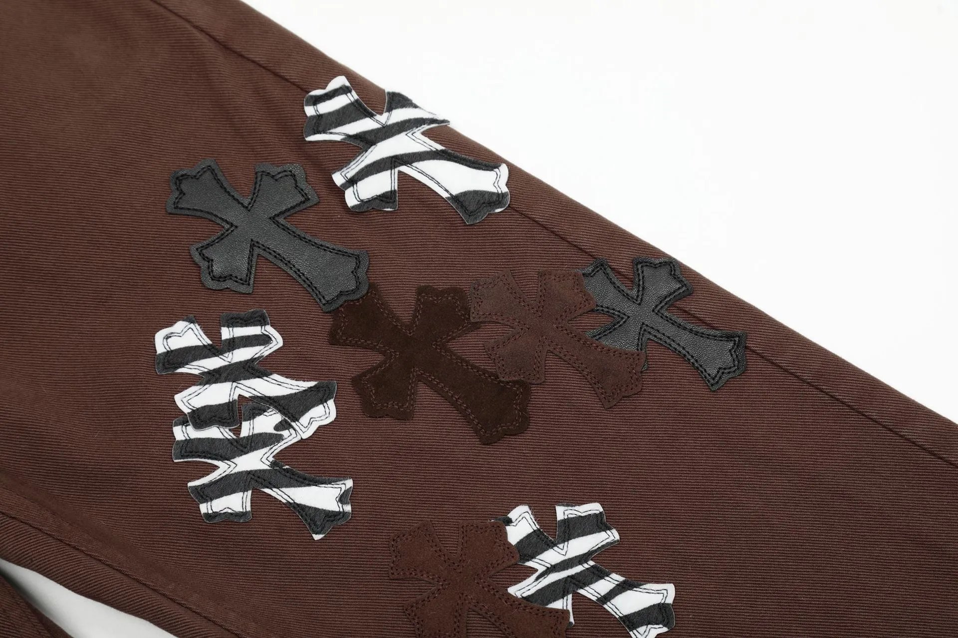 Chrome Hearts Cross Patch Brown Straight-Leg Jeans - 10