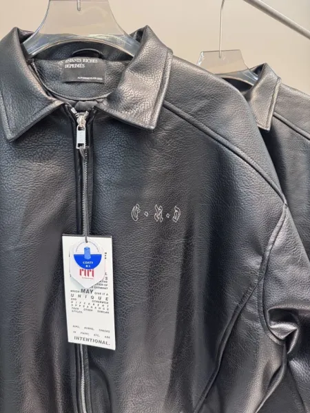 Design Leather Bomber Jacket Black with Graphic Print Outerwear.leather Jacket - 2