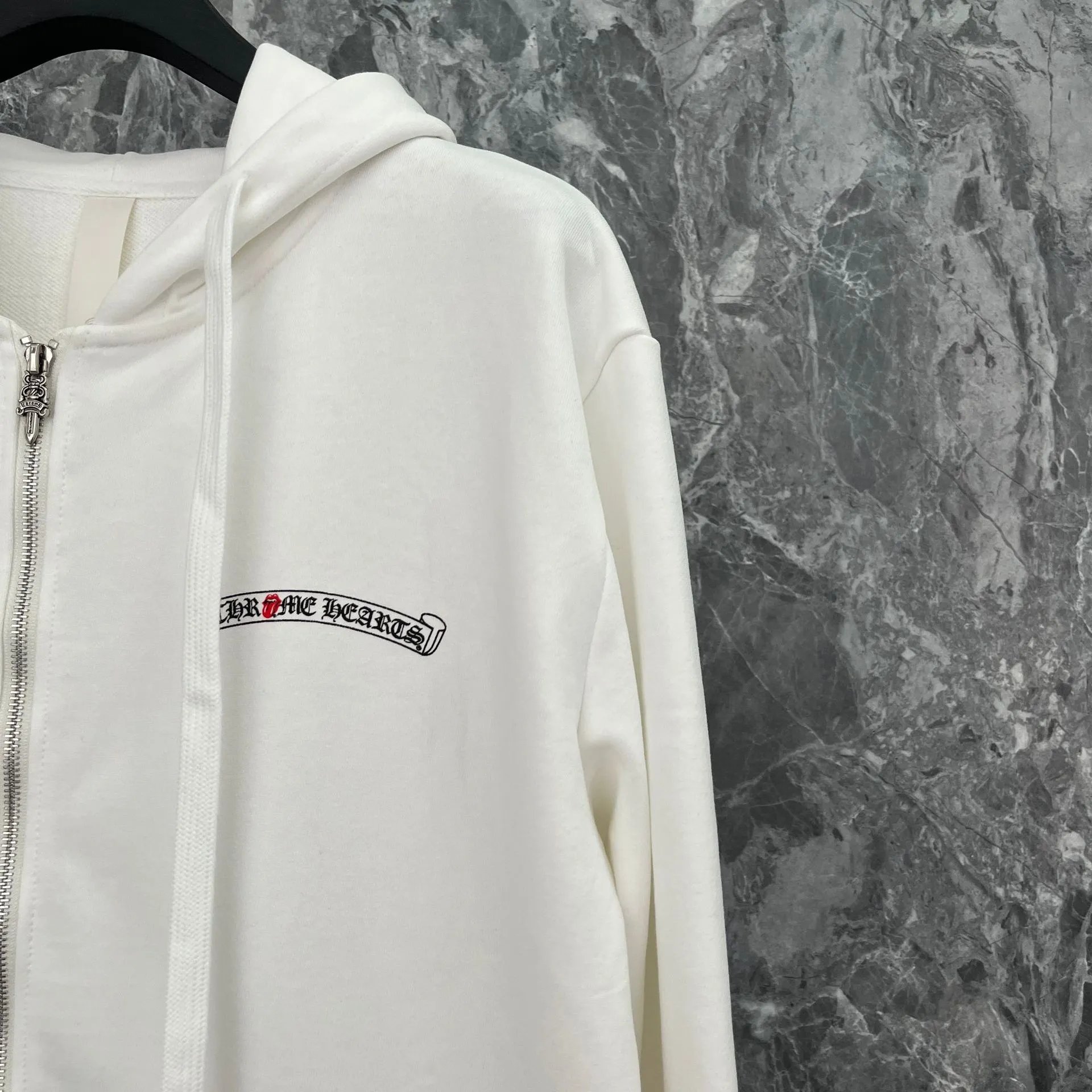 Chrome Hearts x The Rolling Stones Logo Hoodie White - 8