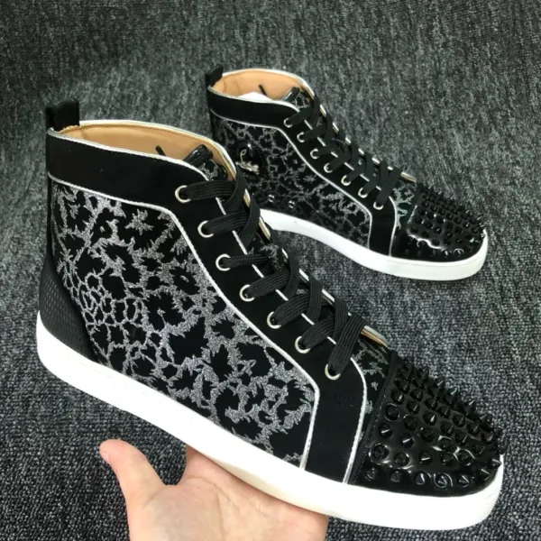Christian Louboutin Louis Spiky Black Suede High-Top Sneakers - 7