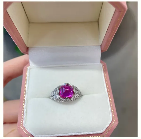 Design Pink Sapphire and Diamond Halo Ring Jewelry - 7