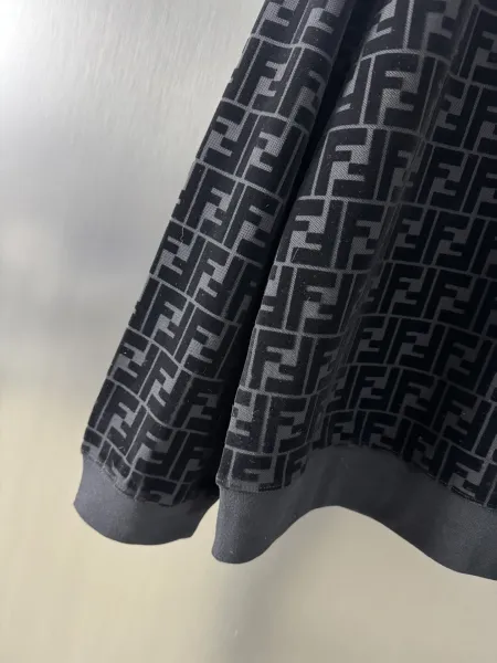 Fendi FF Logo Print Crewneck Sweatshirt Black Hoodie - 4