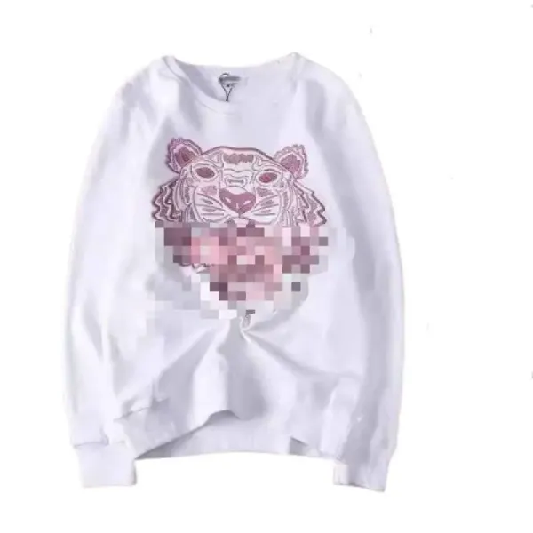 Kenzo Tiger Embroidered White Sweatshirt Hoodie - 1
