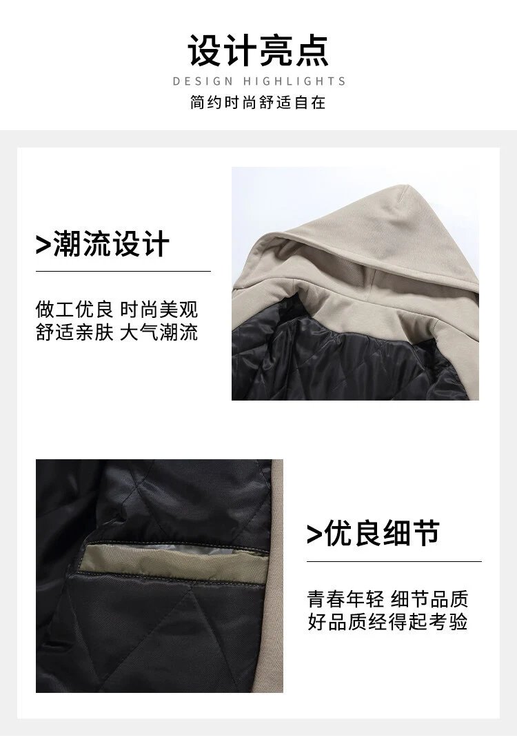 Design Hooded Bomber Jacket Olive Green Outerwear - 4