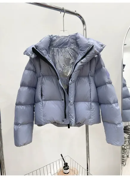 Moncler Genius Down Jacket in Periwinkle Blue with Puffer Design and Detachable Hood - 16