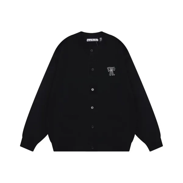 Acne Studios Bow Embroidery Cardigan Black Outerwear.cardigan - 1