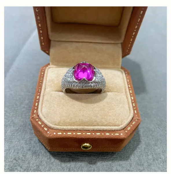 Design Pink Sapphire and Diamond Halo Ring Jewelry - 6