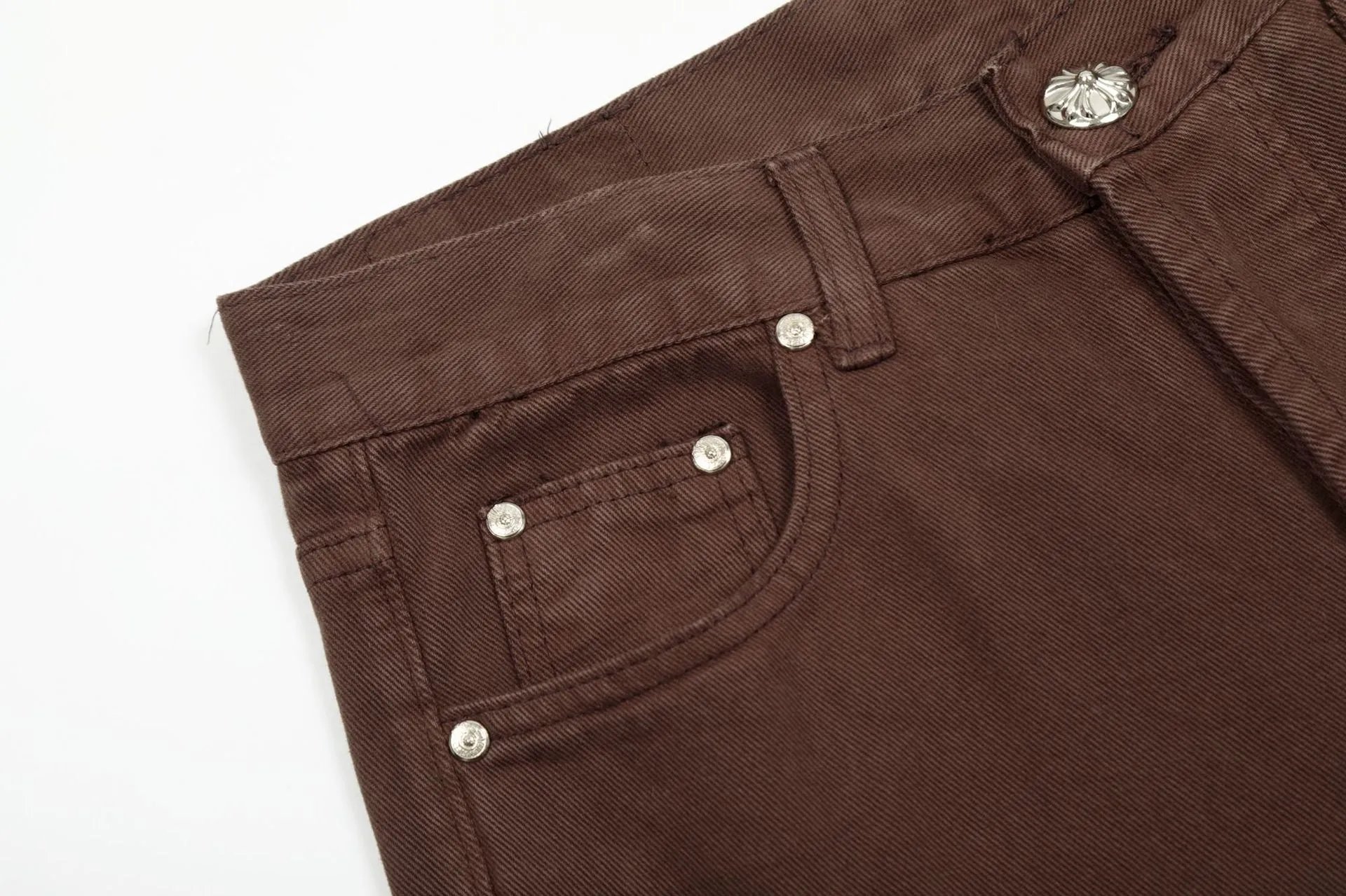 Chrome Hearts Cross Patch Brown Straight-Leg Jeans - 7