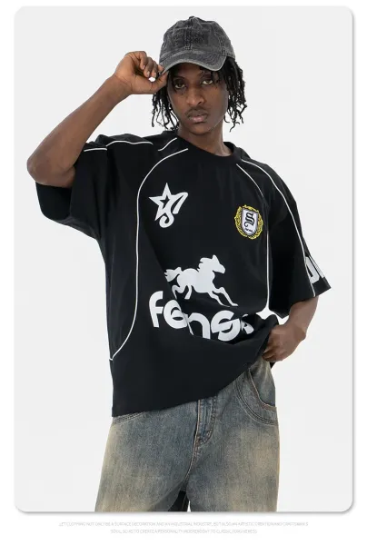 Design Fonse Horse Logo Black Sporty Jersey - 12