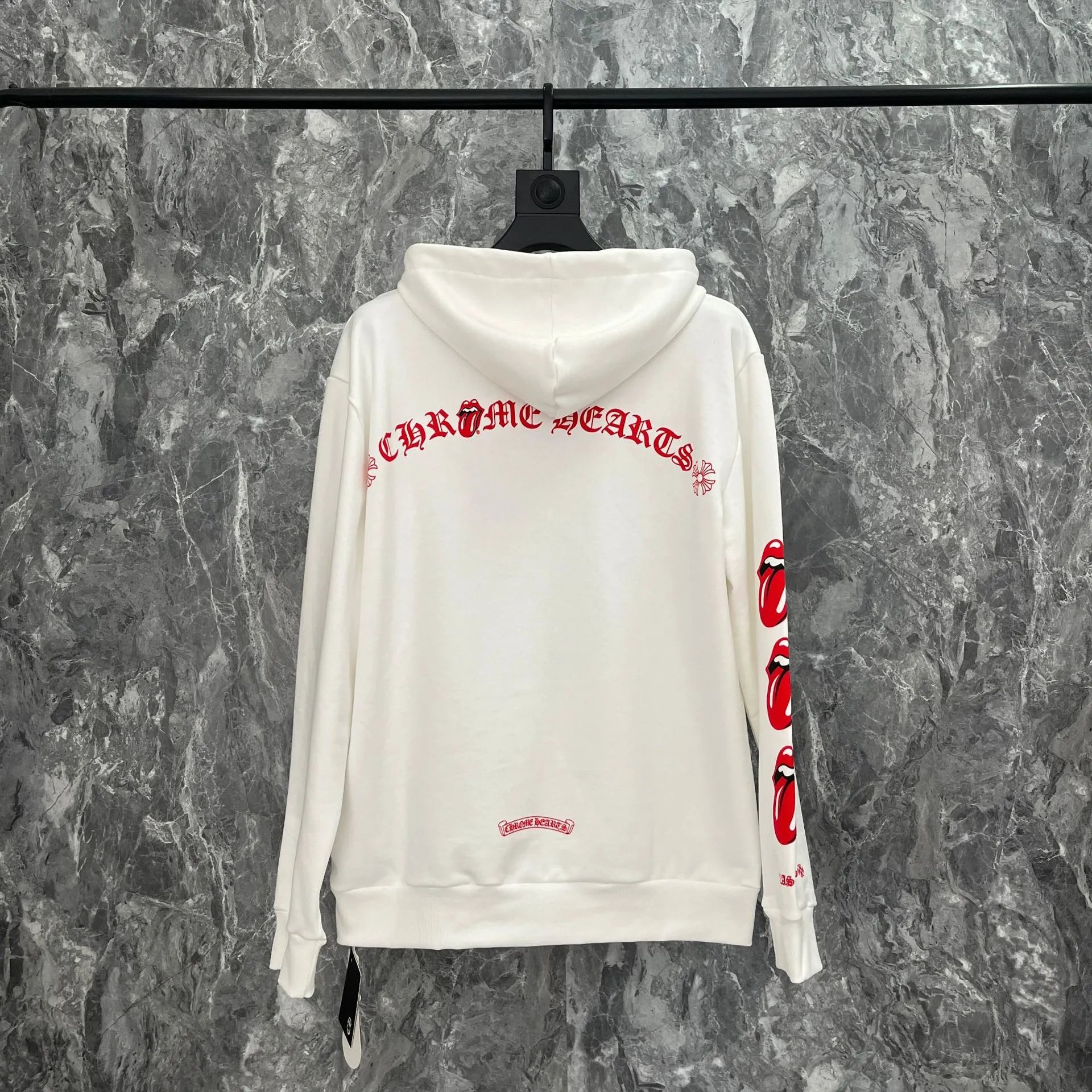 Chrome Hearts x The Rolling Stones Logo Hoodie White - 5