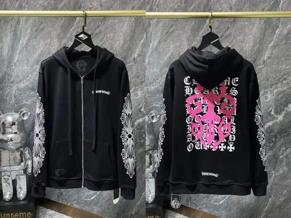 Chrome Hearts Triple Cross Zip-Up Hoodie Black - 25