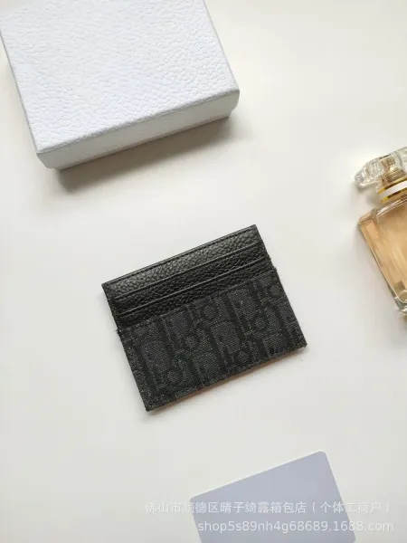 Dior Oblique Monogram Black Leather Card Holder - 1
