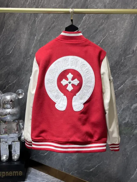 Chrome Hearts Varsity Jacket Black with Cross Embroidery and Silver Studs - 4