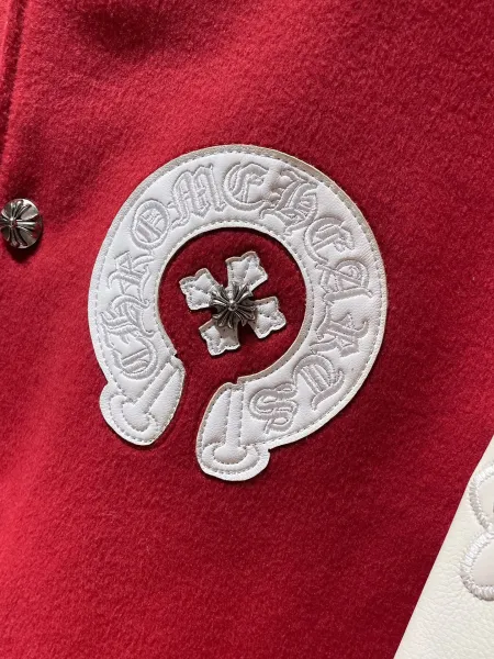 Chrome Hearts Varsity Jacket Black with Cross Embroidery and Silver Studs - 9