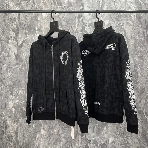 Chrome Hearts Triple Cross Zip-Up Hoodie Black - 18