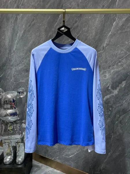 Chrome Hearts Raglan Long Sleeve T-Shirt Blue and Light Blue - 1