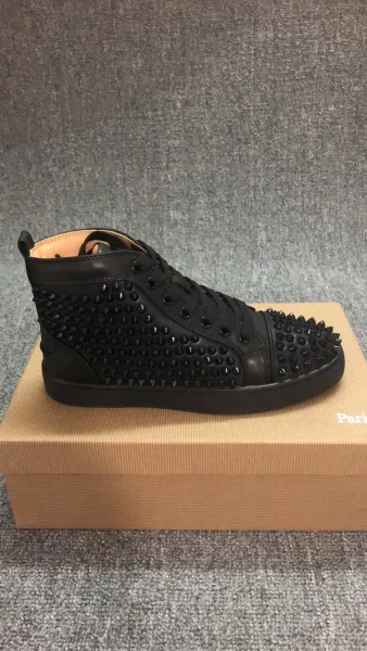 Christian Louboutin Louis Spiky Black Suede High-Top Sneakers - 2