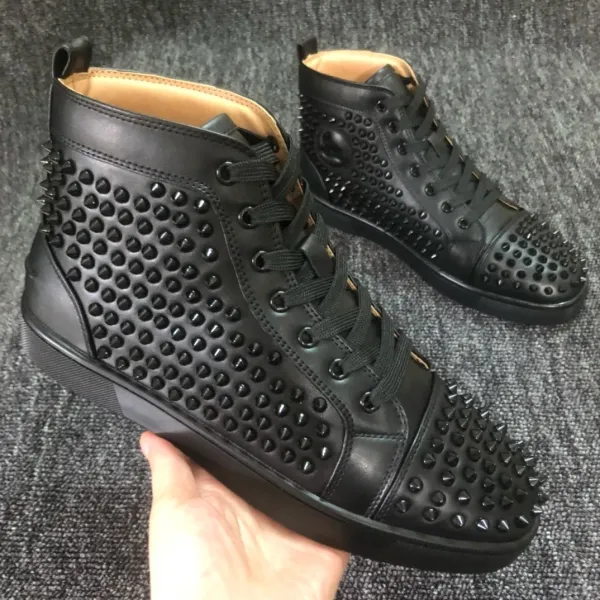 Christian Louboutin Louis Spiky Black Suede High-Top Sneakers - 12