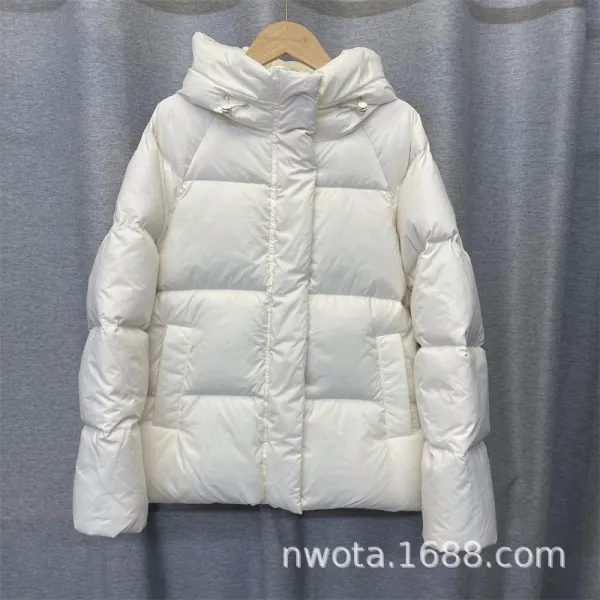 Design Puffer Jacket with Detachable Hood White Down Jacket - 1