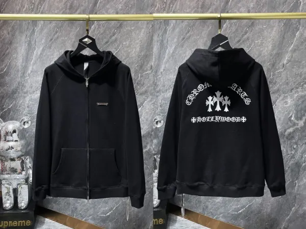 Chrome Hearts Triple Cross Zip-Up Hoodie Black - 23