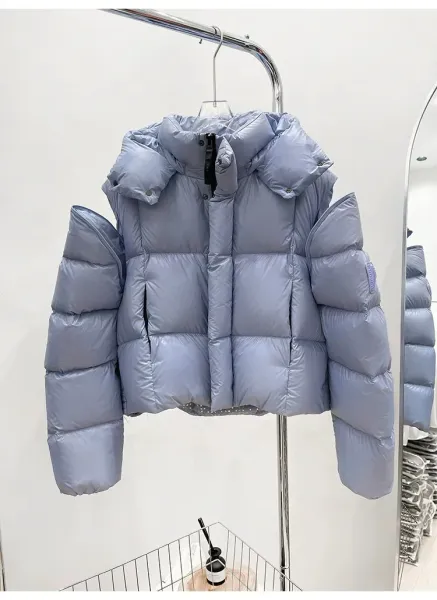 Moncler Genius Down Jacket in Periwinkle Blue with Puffer Design and Detachable Hood - 17