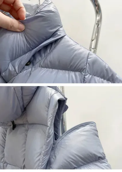 Moncler Genius Down Jacket in Periwinkle Blue with Puffer Design and Detachable Hood - 32