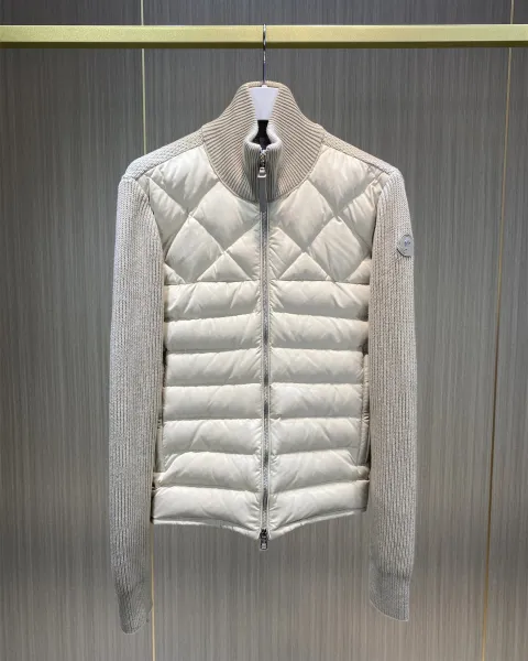 Moncler Grenoble Quilted Knit-Sleeve Jacket Navy Down Jacket - 7