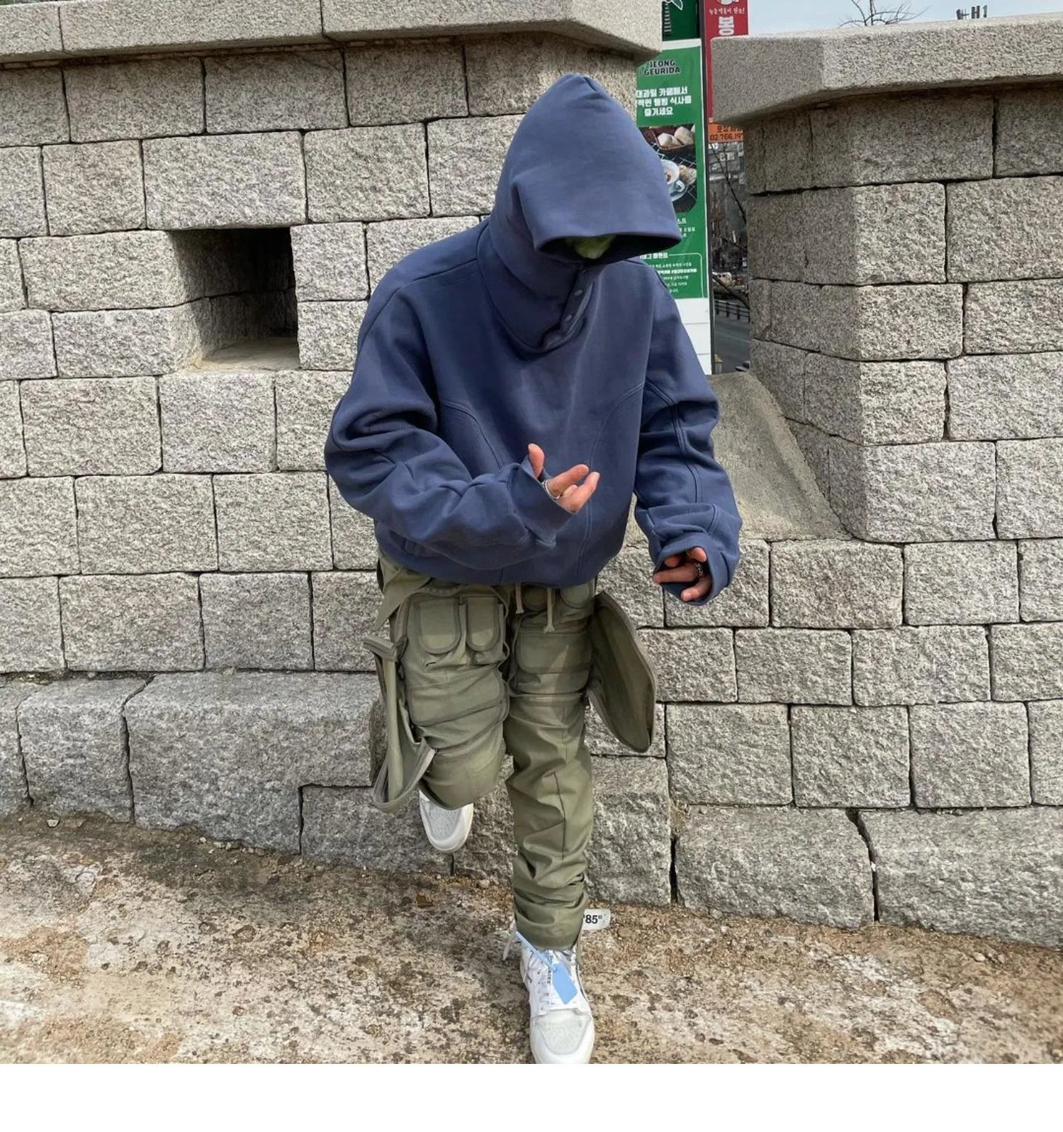 Design Oversized Hooded Sweatshirt in Charcoal Gray Hoodie - 7