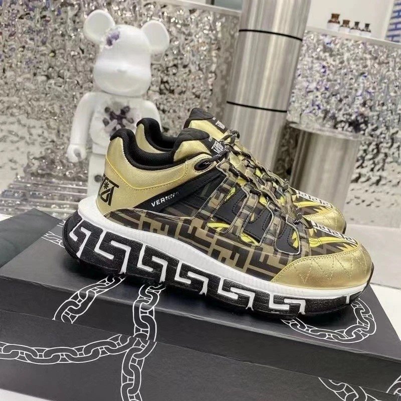 Fendi FF Logo Chunky Sneakers Gold Black Multicolor Sneakers - 1